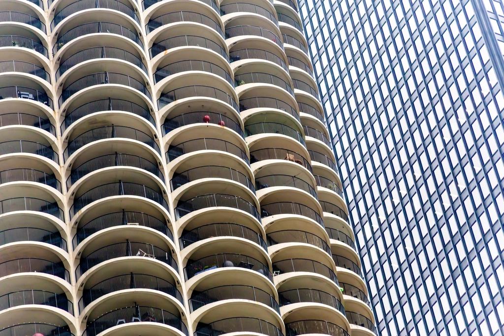 Curved balconies of Marina City, Chicago
